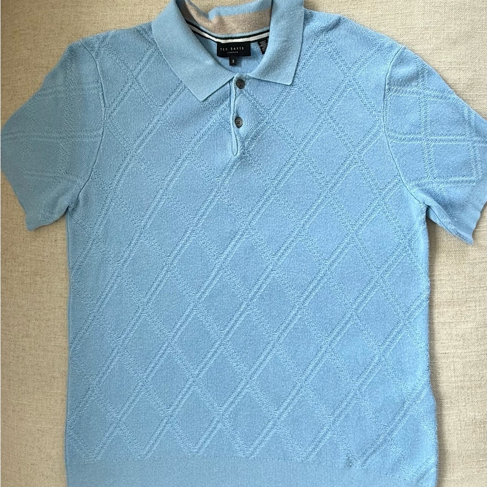 Ted Baker Sky Blue Textured Polo